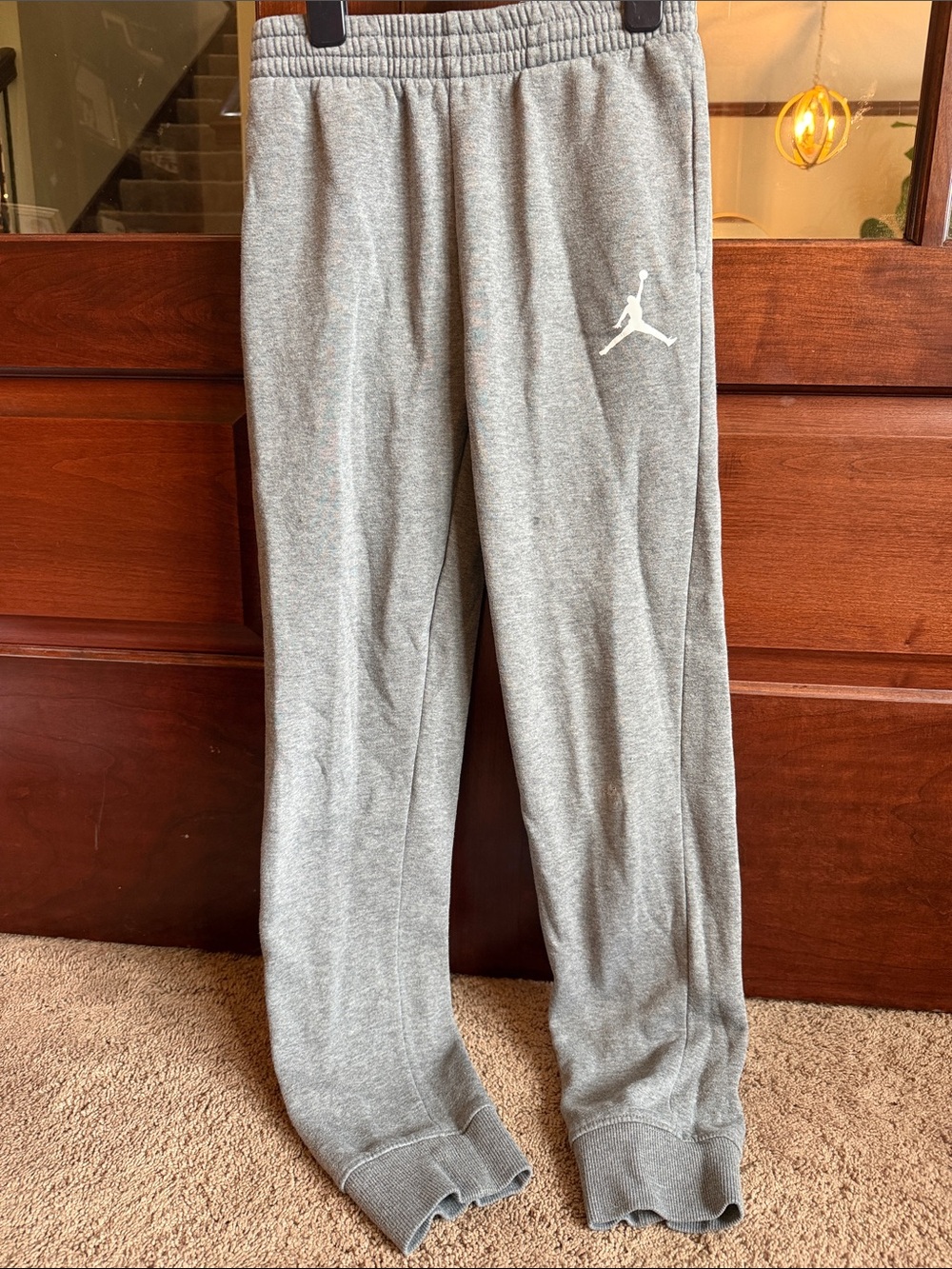 Jordan Gray Kids Sweatpants with White Jumpman Logo